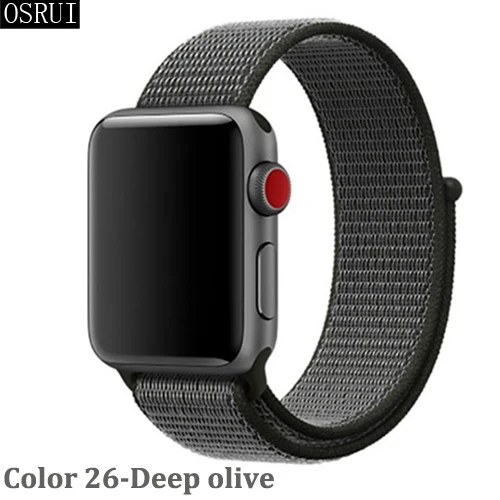 Ремешок для Apple Watch 42 мм 38 мм 5 4 3 correa iwatch 44 мм 40 мм спортивный браслет-петля Apple watch 5 4 аксессуары 5/3/2 - Цвет ремешка: 26-Deep olive