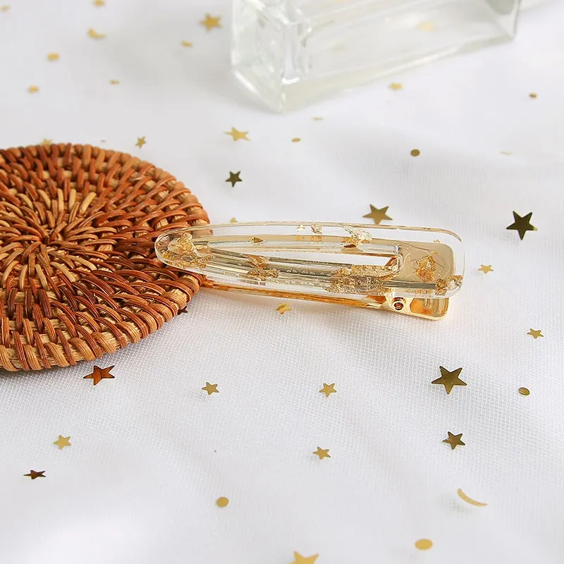 Girls Hair Clip Hollow Geometric Water Droplets Acrylic Hairpin Color Marble Texture Printing Women Hairpin Accessories Hair