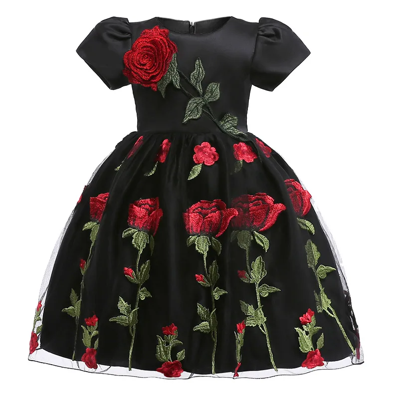 Розничная, высококачественное вечернее платье на выпускной с вышивкой и цветами для девочек, элегантный цветок розы, платье для девочек L5009