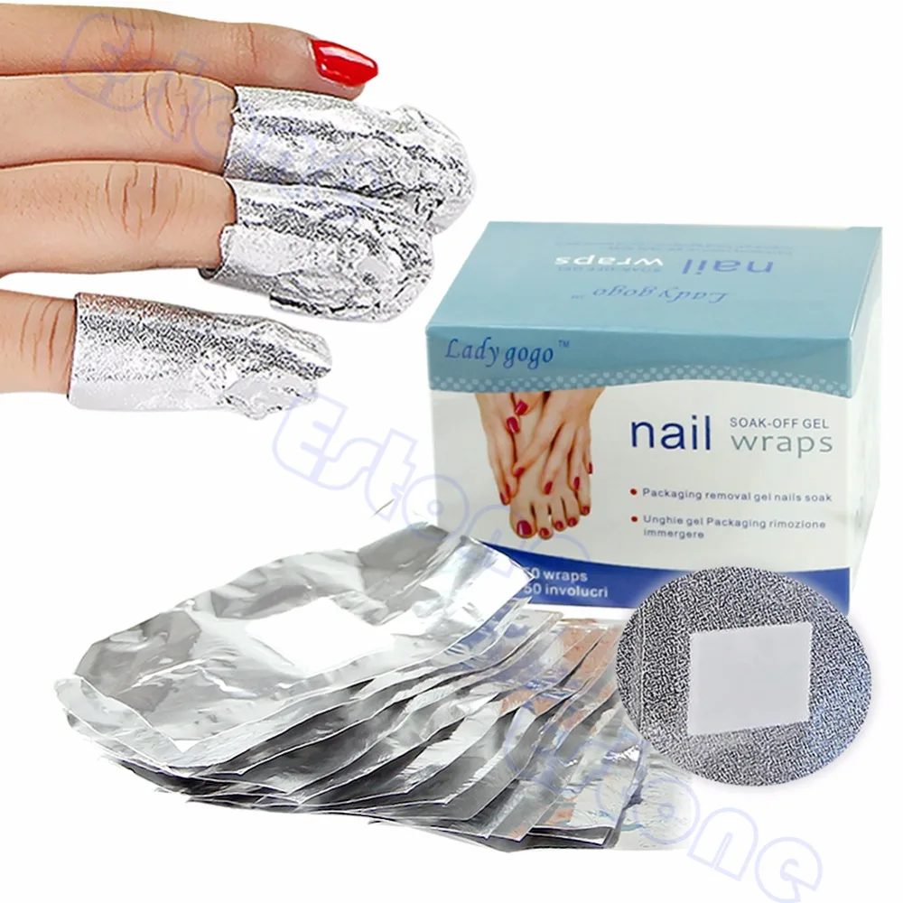 50 x Aluminium Foil Nail Art Soak Off UV Gel Polish Remover Cleaner