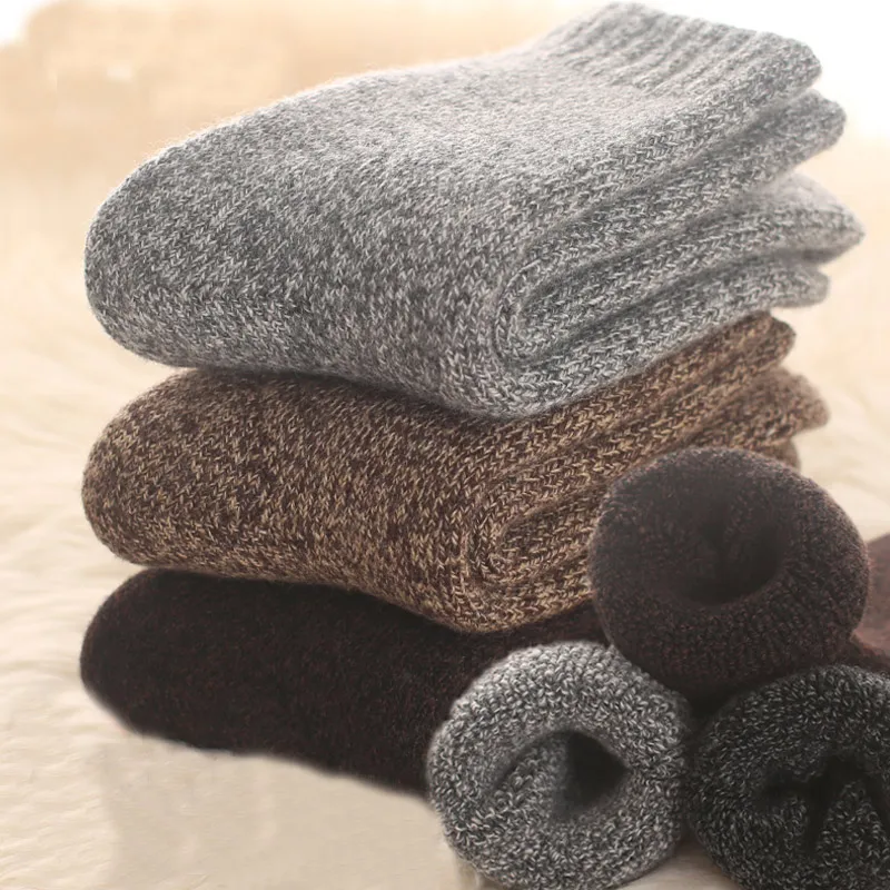 

Extra thick Merino wool Fall Winter Plush Warm Socks Thicker Wool Loop Socks Men's Towels Plush Slacky Cotton dress Socks Winter