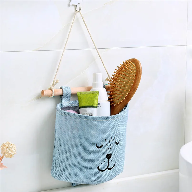 

Cotton Linen Hanging Storage Bag 1 Pockets Wall Mounted Wardrobe Organizer Hang Bag Wall Pouch Cosmetic Closet Toy Storage BL5
