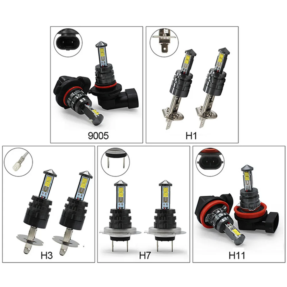 

2pcs H1 H3 9006 HB4 H11 H8 H7 Auto LED Fog Light Bulb 9006 880 881 20W LED Bulb Car Daytime Running Light DRL Lamp 6500K White