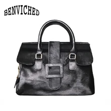 BENVICHED новые зимние классические женские сумки на плечо из натуральной кожи сумки с верхом из конского волоса сумки-мессенджеры bolsa L102