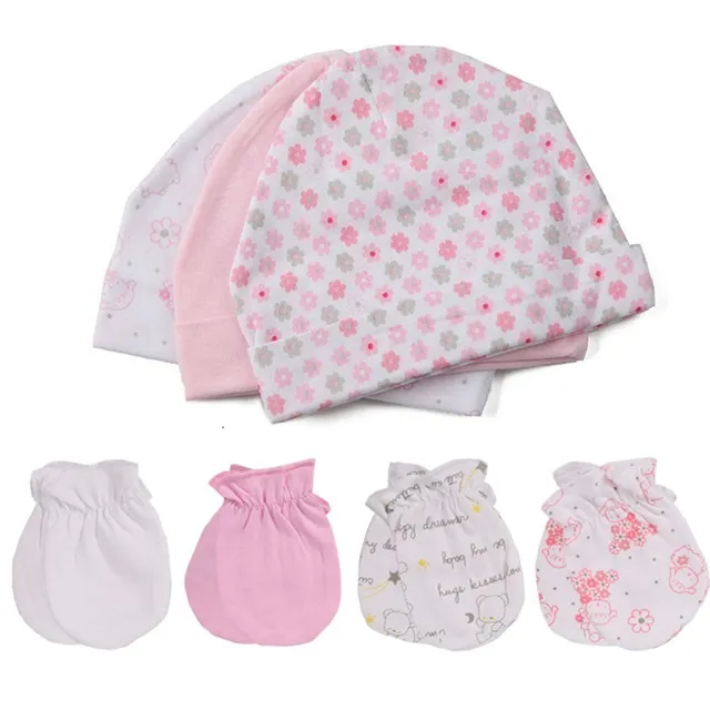 Белые хлопковые шапки унисекс для новорожденных мальчиков и девочек, детские шапки, перчатки, головные уборы, милые детские аксессуары для сна - Цвет: HP5011