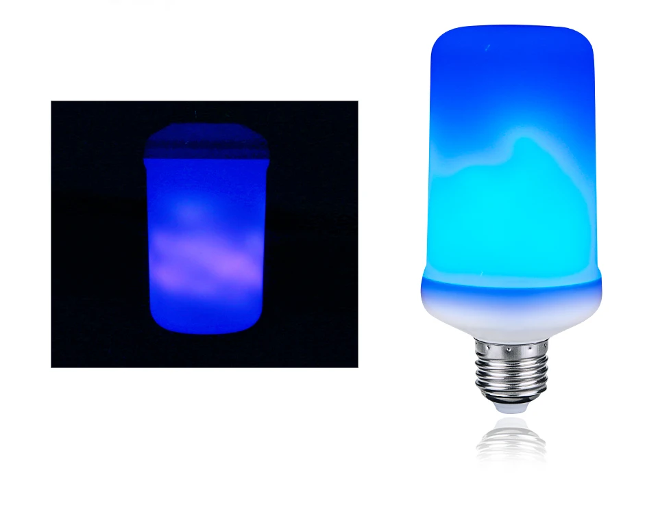 Ампулы светодиодный E27 пламени лампочка 3 режима динамический из ткани, имитирующий огонь эффект лампы 85-265 V E27 светодиодный пламени лампада желтый/синий/красочный
