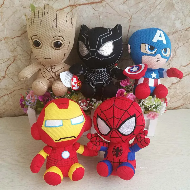 

15cm Soft Stuffed Super Hero Captain America Iron Man Spiderman Plush Toys The Avengers Movie Dolls for Kids Birthday Gift