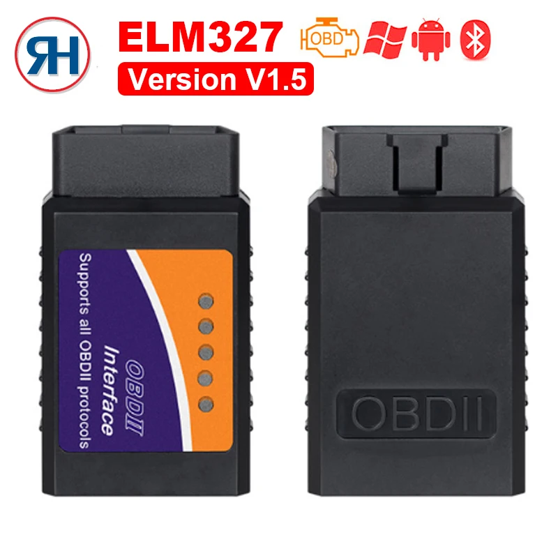 

OBD2 Code reader ELM327 Bluetooth Hardware V1.5 v2.1 Interface ELM 327 OBD2 OBD 2 Auto Diagnostic-tool Work On Android/PC Torque