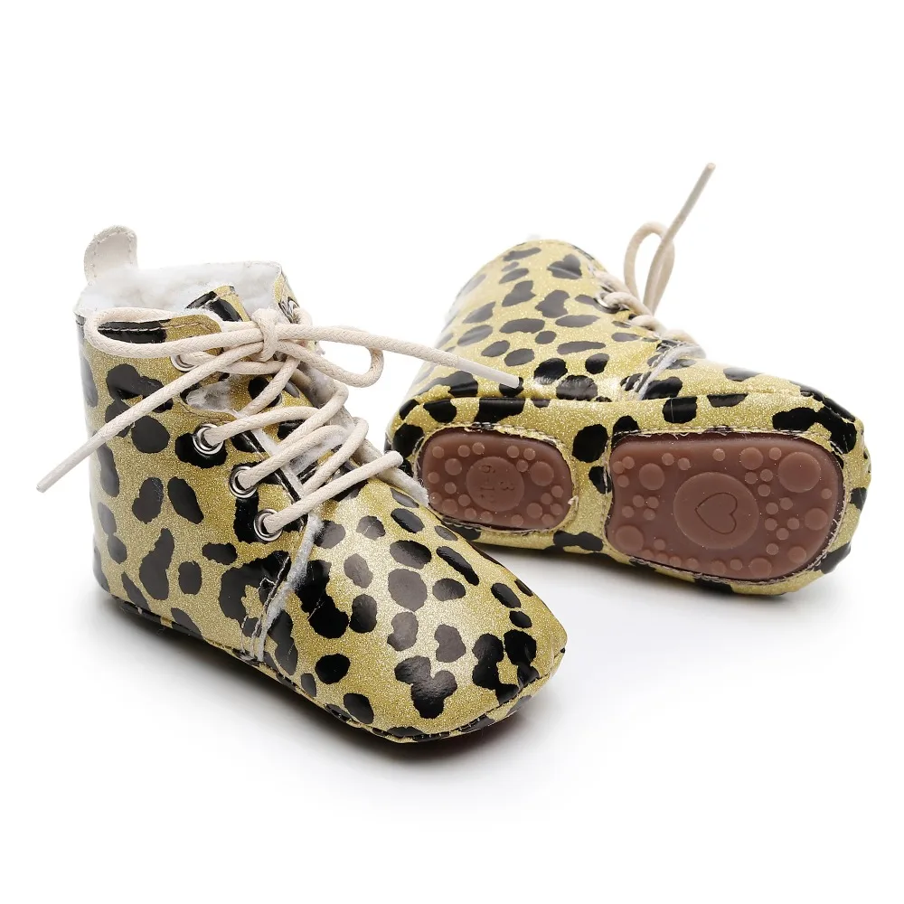 

New Arrival Leopard Dot Printing First Walkers Baby Shoes PU Leather Baby Toddle Lace Shoes Baby Boys Girls 0-24M Baby Moccasins
