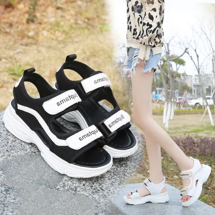 

2019 summer new network celebrity Korean version of muffin thick soles sports sandals girl