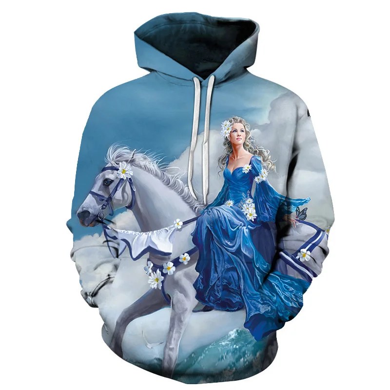 Толстовки с 3D-принтом «Лошадь и принцесса», мужские толстовки, спортивный костюм, пуловер, осенне-зимняя толстовка с капюшоном, Брендовое пальто, Прямая поставка, ZOOTOP BEAR - Цвет: AFKH1820