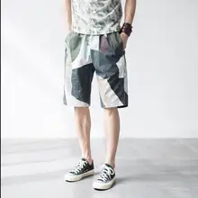 Лето с принтом повседневные шорты мужчин нерегулярные до колен тенденция личности тисненной парикмахера GD Повседневная низкий шаговый шов Шорты