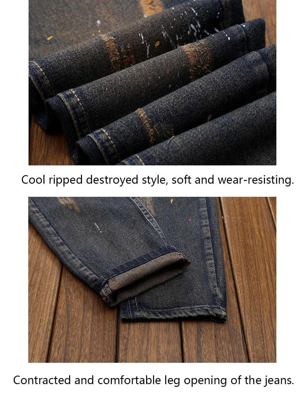 Модные мужские рваные байкерские узкие джинсы потертые разрушенные Doodle Dots Брюки до щиколотки черные джинсовые брюки размер 28-36