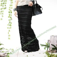 Весна Лето размера плюс 6XL 5XL 4XL сексуальные черные полностью кружевные офисные прямые тонкие женские длинные юбки макси для женщин