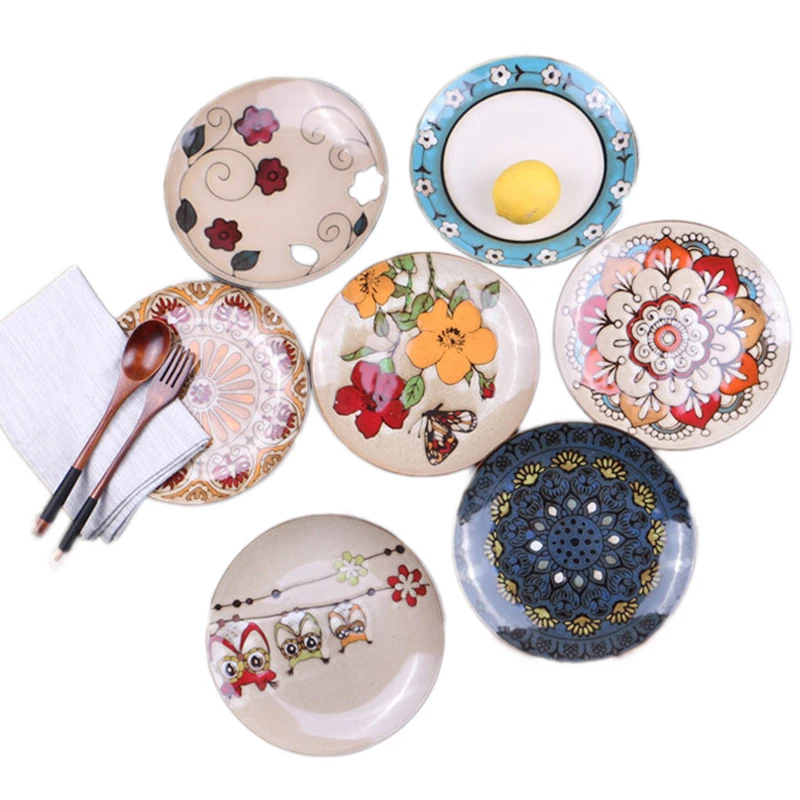 Керамический поднос для еды круглая плоская пластина тарелка для ужина ...
