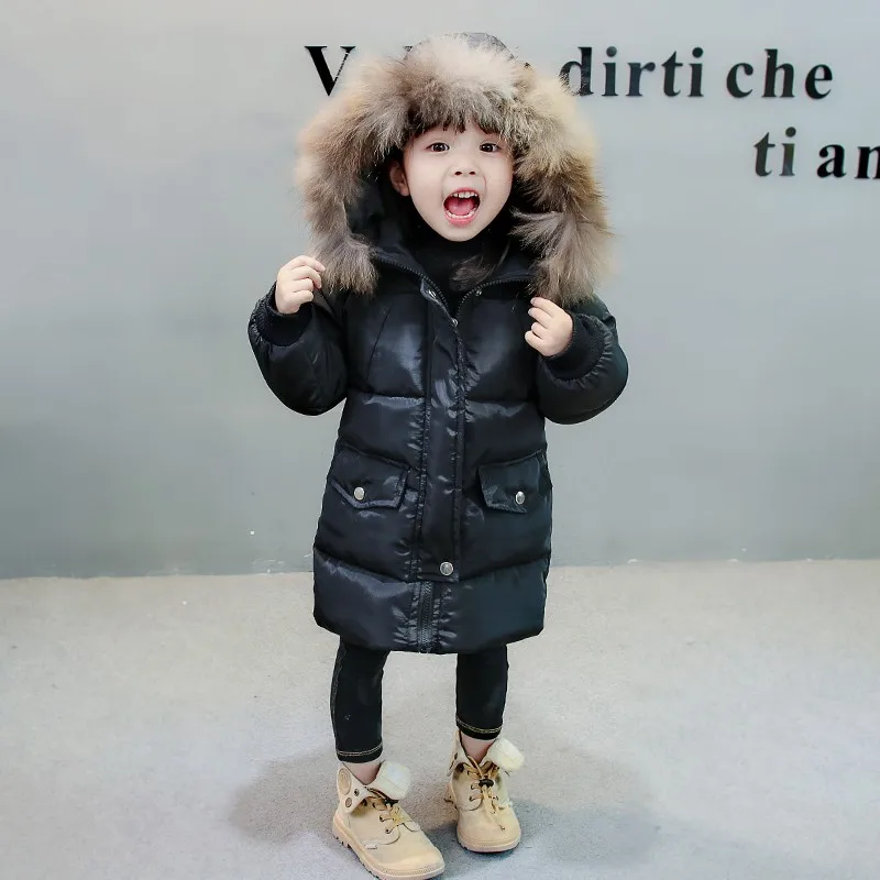 COOTELILI Long Parka Girl Winter Coat For Boys Real Raccoon Fur Hooded Winter Kids Jacket Boys Baby Girl Clothes Winter  (28)