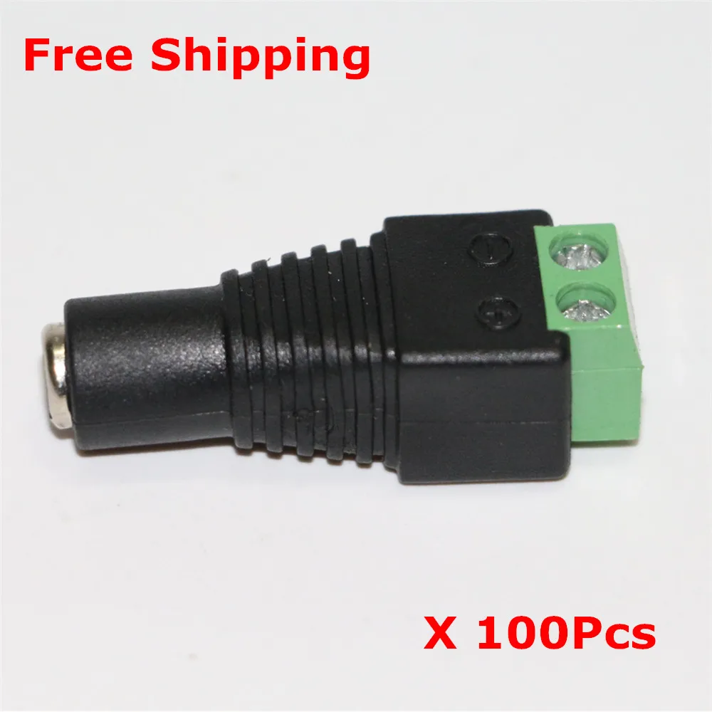

Free Shipping, DC Female Power Jack Adapter Connector Led Connector for Single Color 5050 3528 Led Strip CCTV Camera, 100Pcs/Lot