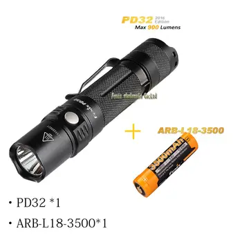 

2016 NEW Fenix PD32 Cree XP-L HI white LED +batteries ARB-L18-3500+ charger ARE-X1