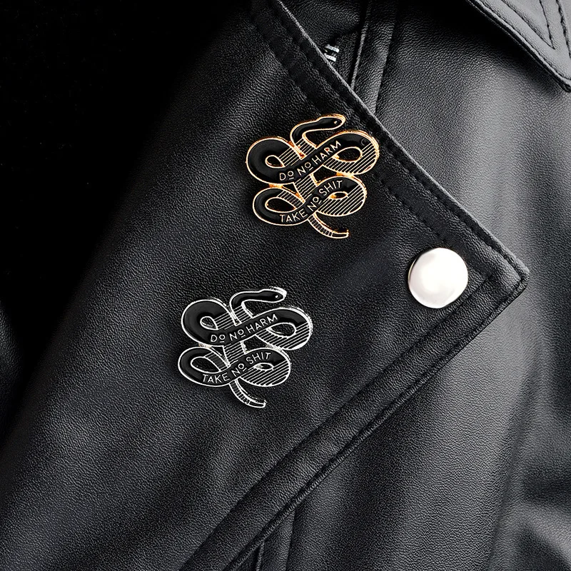 

Do No Harm Enamel Lapel Pins Button Take No Shits Badges Snake Brooches Men Women Jewelry Accessories Gift for Bag Jeacket