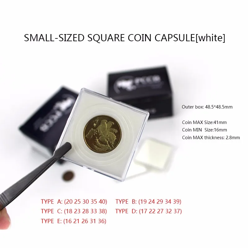 PCCB маленькие размеры квадратная монета капсула, пластиковая монета держатель, чехол Губка Кольцо, 16-41 мм, 1 шт./лот
