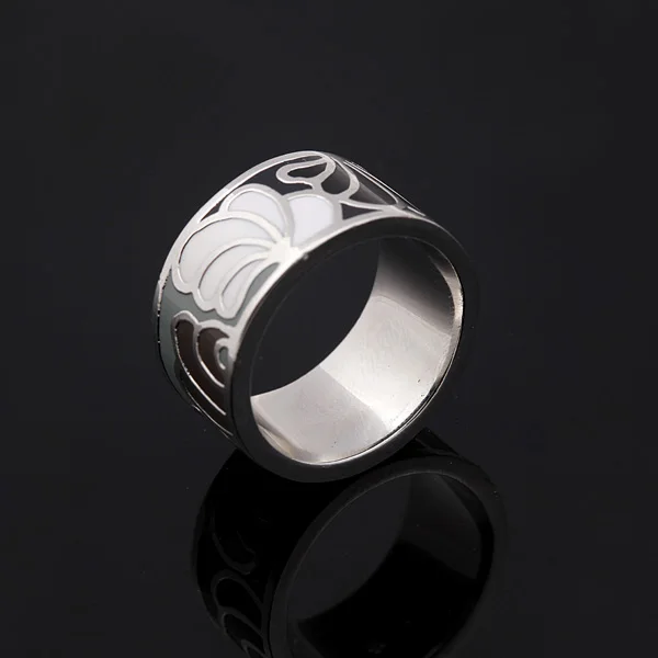

Free Shipping Wide Black Feather Pattern Vintage Enamel Jewelry Ring ,1pcs/pack