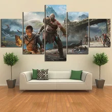 Настенные художественные украшения для дома 5 шт. God Of War Kratos Game Painting HD Печатный современный плакат холст Куадрос Модульная картина для подарка