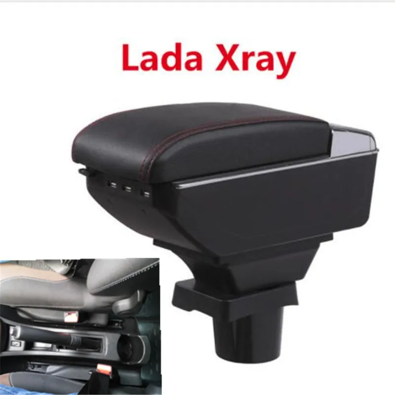 

For Lada Xray armrest box central Store content Storage box Lada armrest box with cup holder ashtray USB interface