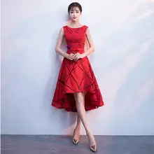 Асимметричное, коктейльное платье бордового цвета, вечерние платья с высоким/низким вырезом, короткие кружевные платья, vestidos coctel mujer