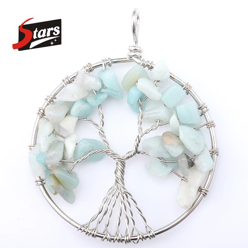

Singreal Amazonite Natural Stone Tree of Life Pendant Necklace for Women Handmade Necklaces Pandent Reiki Costume Jewelry