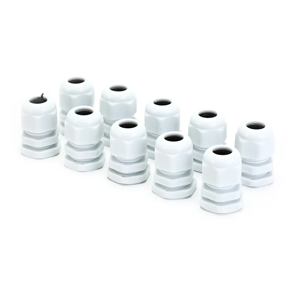 

10Pcs/lot New Cables Gland M18x1.5 for 5mm-10mm Waterproof White and Black Plastic Glands Connectors