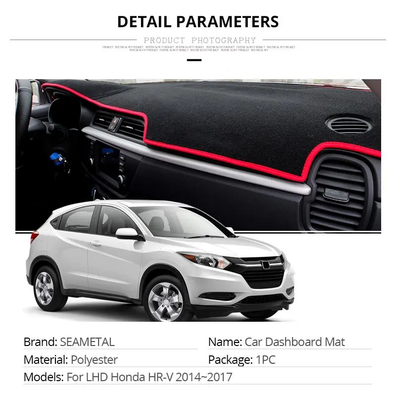For LHD Honda HR-V 2017 2016 2015 2014 Car Dashboard Mat Cover Mats Pad Auto Shade Cushion Interior Protector Carpet Accessories (2)