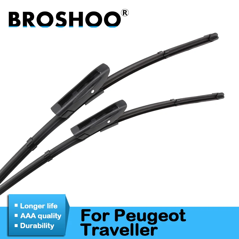 

BROSHOO Auto Soft Rubber Wiper Blades Clean The Windshield For Peugeot Traveller 26"&19" ,2016 2017 2018 Fit Bayonet Arm