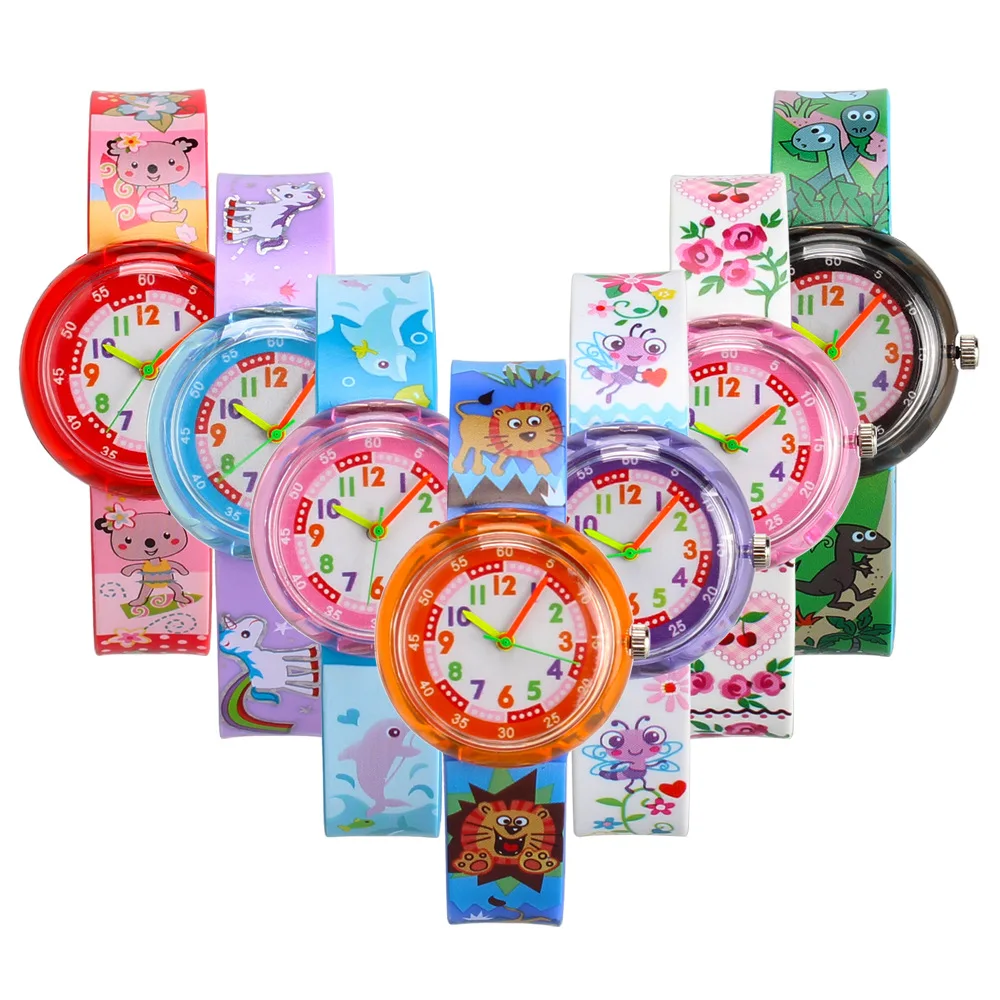 Внешняя торговля Горячая 7 цветов Часы с динозаврами детская модная повседневная Для мальчиков и девочек цветочным узором студент время