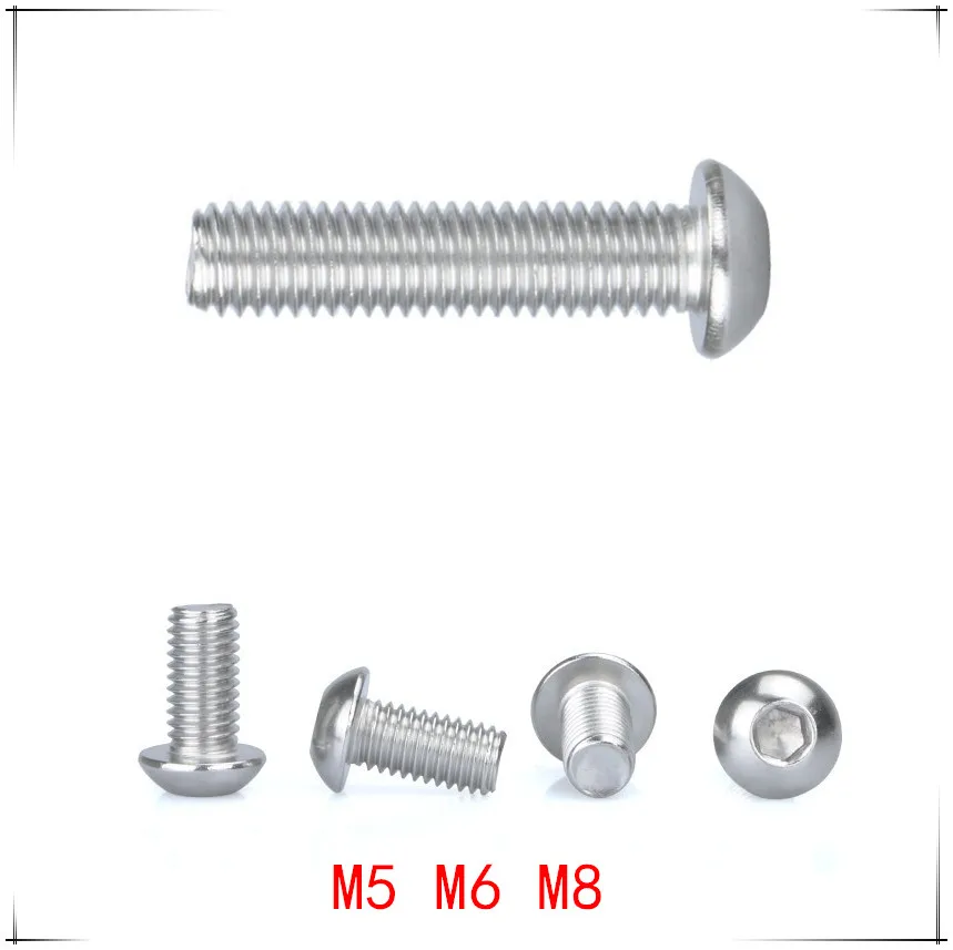 

ISO7380 Hex Socket Button Head Cap Screw M5/M6/M8*6/8/10/12/16/20/30/40/50/80/100mm Stainless Steel countersunk screw bolt