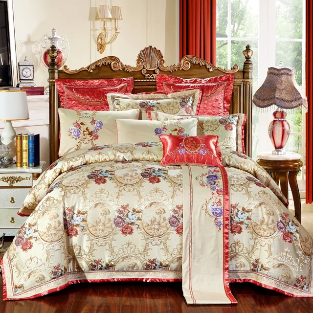 4/6/10Pcs Luxury Wedding Royal Bedding Set Stain Jacquard Bedclothes
