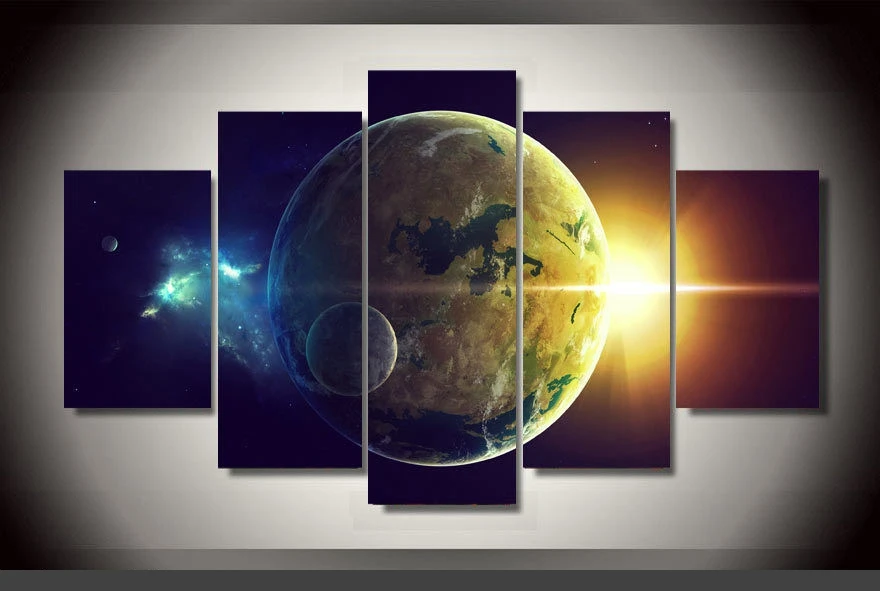 

Artistic originality Indoor Art Abstract Indoor Decor B3 Planet Earth print canvas decoration 5 pieces