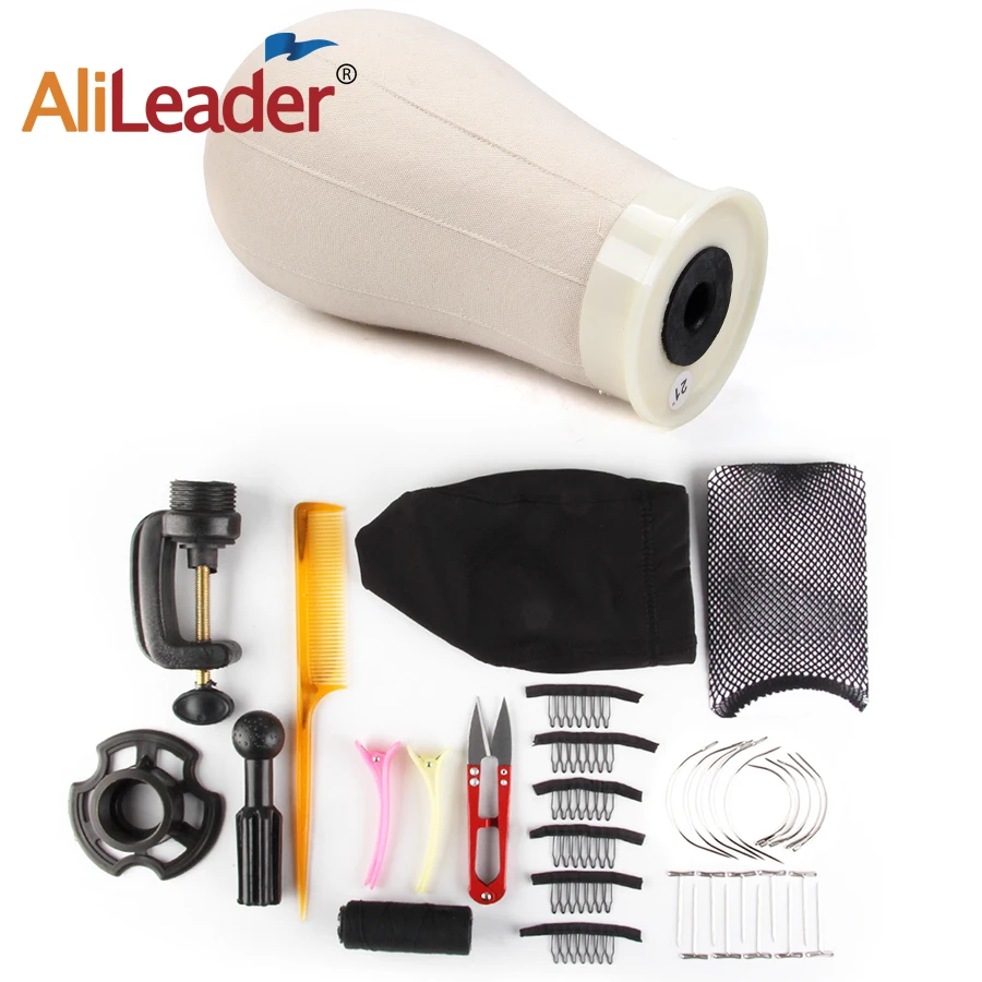 

AliLeader 11PCS Wig Making Kit Tools Mannequin Canvas Wig Head for Wigs Making Holder Stand Wig Cap Combs Curved Needles Thread