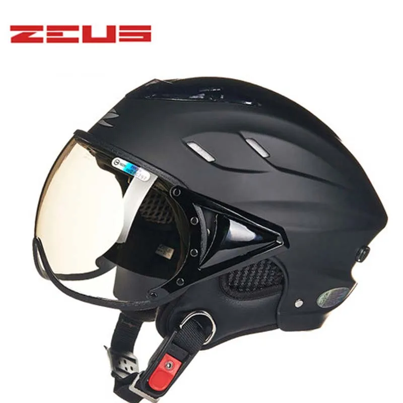 Мужской и женский открытый шлем ZEUS 125B черный защитный для мотоцикла