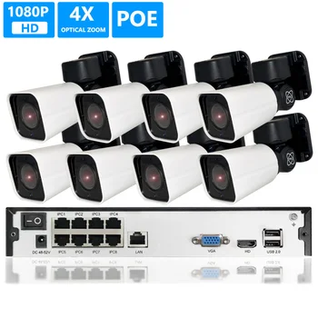 

8CH PTZ POE Kit Security Camera System CCTV System 1080P 4X ZOOM PTZ Camera Video Surveillance Kit Video Surveillance Outdoor