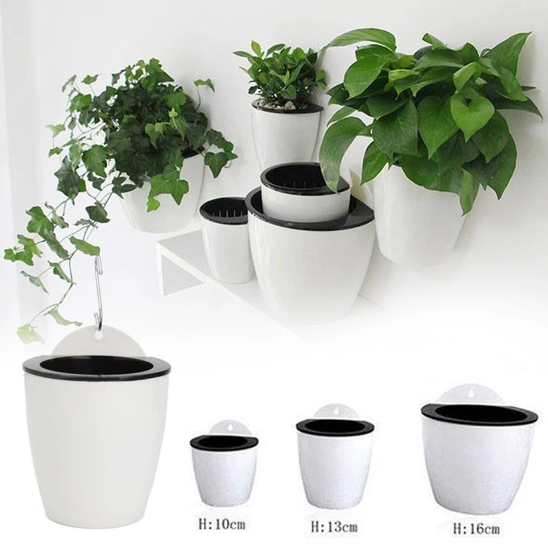 

Self Watering Plant Flower Pot Wall Hanging Plastic Planter Basket Home Garden!
