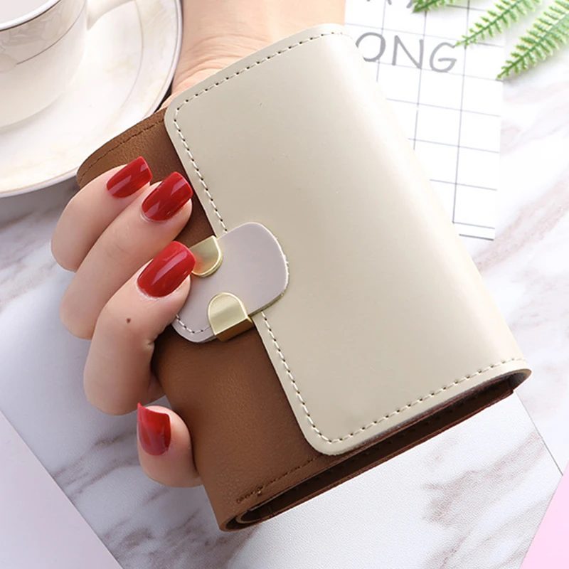 

Small Wallet woman Short style New Model 2019 Panelled Trend personality Triple folding female Cute Mini coin purse light thin