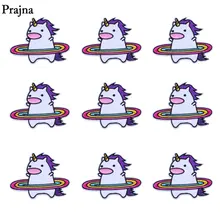 Parches de unicornio Prajna para ropa de dibujos animados Arco Iris bordado Hula Hoop pegatinas para Jeans chaqueta de bebé accesorios de insignias DIY(China)