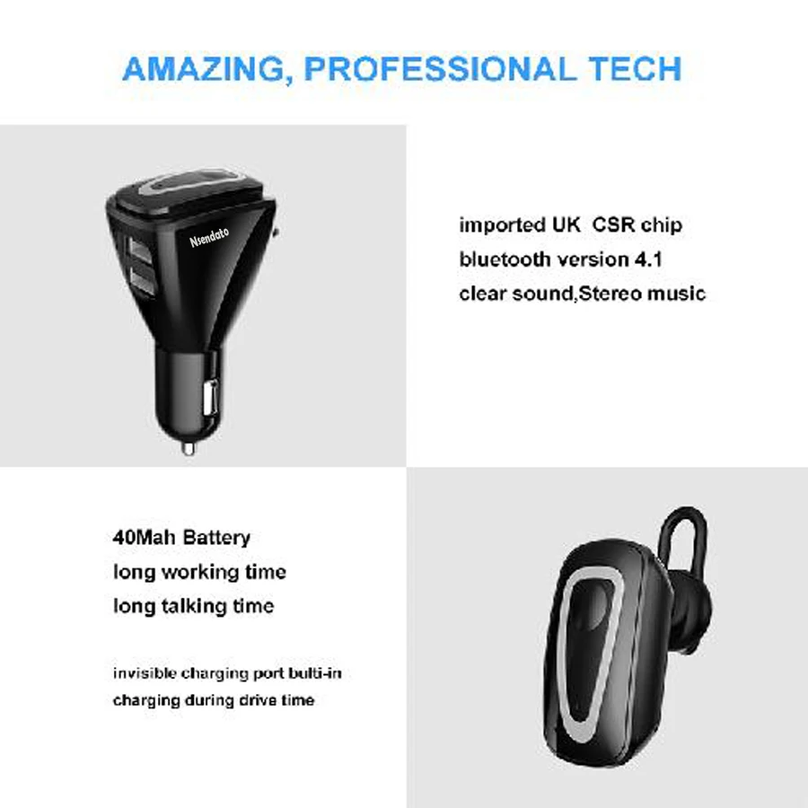 car charger bluetooth headset 12