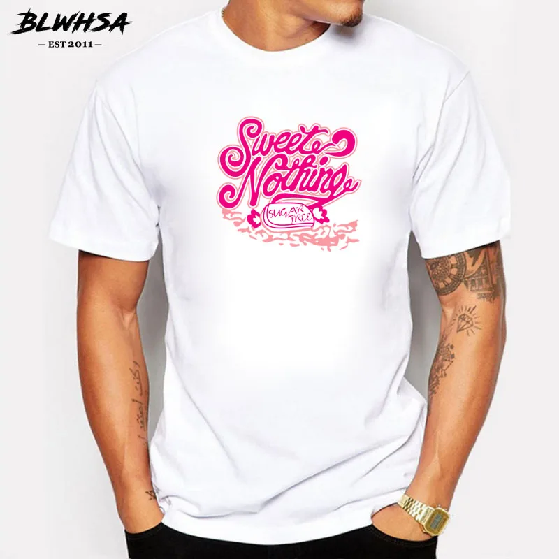 Новая летняя мужская футболка BLWHSA Sweet Nothing с коротким рукавом и круглым вырезом 100%