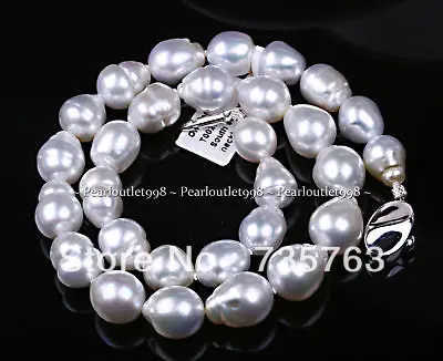 

HOT N4 GENUINE AAA LUSTER SILVER GRAY SOUTH SEA PEARL NECKLACE