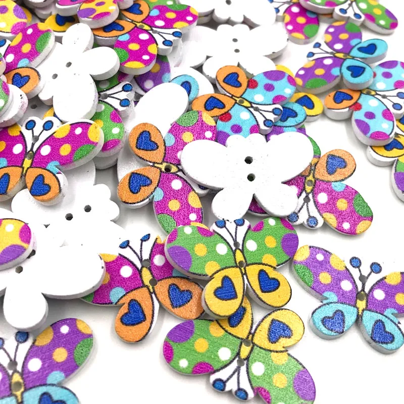 

10/50/100pcs Butterfly Wood Buttons Sewing Craft Mix Lots Wholesales WB441