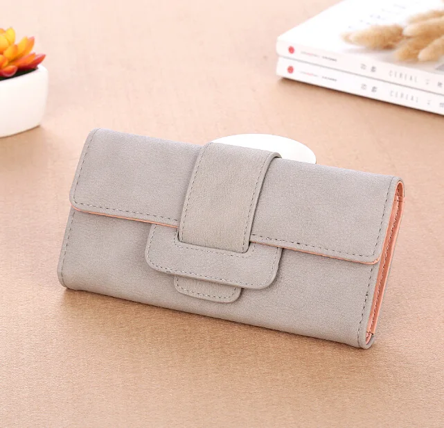

2017 New Long Wallet Women Vintage Solid Coin Purse Cards Clip Retro Ladies Clutch Wallet Bag