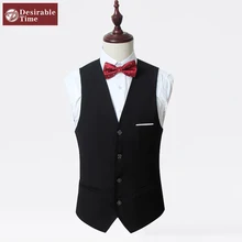 Formalen Mens Schwarz Kleid Anzug Weste Plus Größe M-6XL 2016 Mode Hochzeit Männer Slim Fit Anzug Weste Und Weste XK06