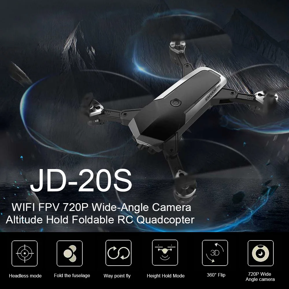 2018 New JD-20S WIFI FPV 720P Camera Drone RC aircraft avion rc Foldable Drone Selfie RC Quadcopter Plane VS VISUO XS809HW JY018 E58 JJRC H37 (6)