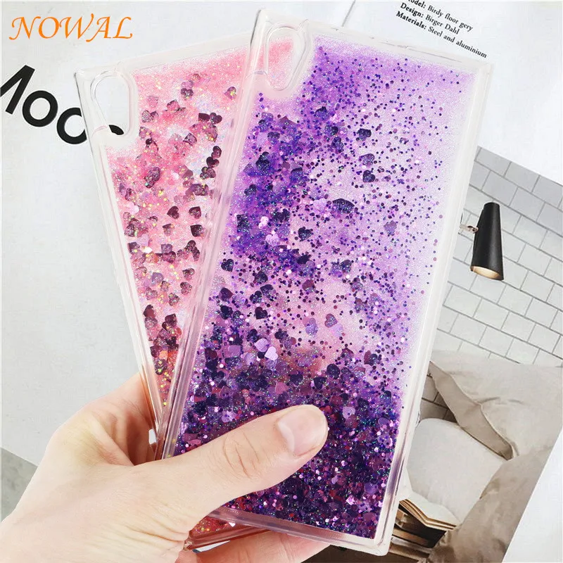 NOWAL Liquid Quicksand Stars Love Heart Glitter Case For Sony Xperia XA2 XZ2 L1 XA XA1 Ultra XZ1 Compact XZ Premuim Soft Cover |